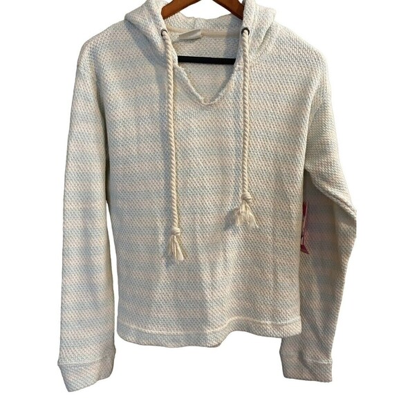 Southern Spirit Women Striped Pullover Hoodie Size XS Raw V Neck Tassels NEW - Picture 1 of 10